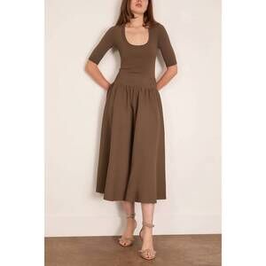 NEW MARIA MCMANUS double keyhole dress in taupe